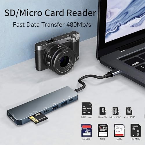 Elevate Your Workflow with the USB C to Dual HDMI Adapter – Ultimate Type C HDMI Splitter for Dual Monitor Setups, Featuring Fast USB 3.0 Hub and 100 W Power Delivery for Mac Book, Dell XPS, HP, Surface & Chromebook – Ideal for Multitasking and Professional Use