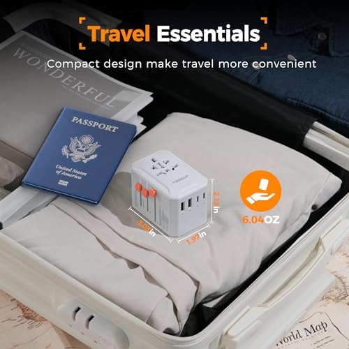 TESSAN 100 W Ga N Travel Adapter with 5 USB Ports – Universal Power Converter for Global Charging in 200+ Countries, Fast Charging Solution for Laptops, Smartphones & Tablets – Compact & Lightweight Design for Effortless Portability