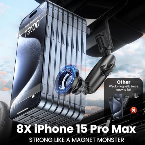 Transform Your Drive with the 360° Magnetic Phone Holder for Car – Effortlessly Mounts to Rear View Mirror for i Phone 16/15/14/13/12 & Mag Safe Devices – Unmatched Stability, Quick Installation & Enhanced Safety Features