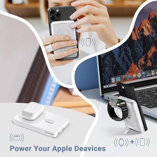 DDUAN 10000 m Ah Mag-Safe Wireless Power Bank – Dual Charging Solution for i Phone 15/14/13/12 & All Apple Watch Series with USB-C Cable – Sleek Portable Design for On-the-Go Convenience and Fast Charging Performance
