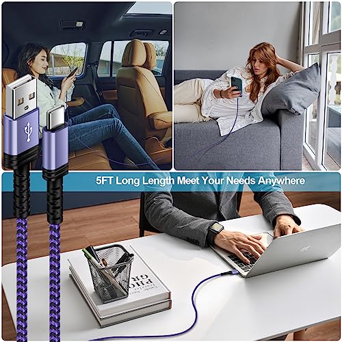 Premium 6 FT Braided USB A to USB C Cable 5 Pack – Fast Charging Solution for Samsung Galaxy S Series, LG Devices & More – Enhanced Durability, Flexibility, and Compatibility for All Android Users – Elevate Your Charging Experience Today!