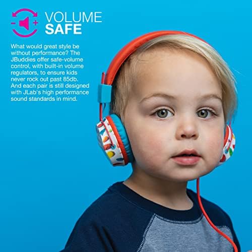 Experience Superior Sound with JLab JBuddies Studio On-Ear Kids Headphones – Safe Volume Limiter, Adjustable & Folding Design, Noise Isolation, Built-in Mic for Toddler Audio Enjoyment (Graphite/Blue) – Perfect for Home, School, and Travel