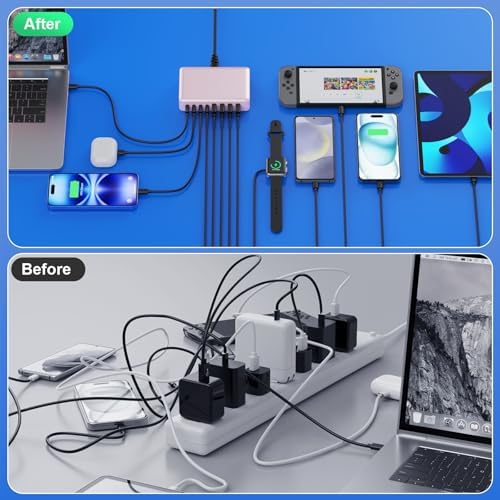 Power Up in Style: 300 W Ga N IV 8-Port USB-C Charging Hub – Fast PD 100 W Charger for Mac Book, i Phone 16/15/14, and Galaxy Devices – Ultimate Compact Charging Solution for Home and Travel Efficiency – Multi-Device Compatibility with Rapid Charging Capability – Engineered for Professionals and Tech Enthusiasts – Stay Powered Anywhere with This Versatile Charging Station