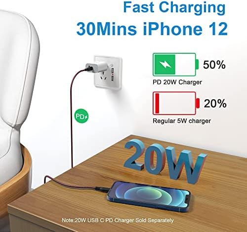 Extra Long 20 Ft USB C to Lightning Charger Cable – MFi Certified Fast Charging Cord for i Phone 13/12/11/XS/X/8 – High-Speed Power Delivery Up to 3 A for Ultimate Convenience and Performance