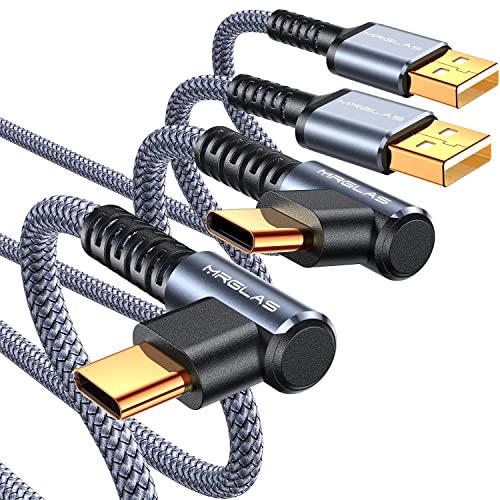 MRGLAS 3.2 A USB-C Charger Cable Pack – Versatile 4-Pack with Right Angle Design (10 FT, 6.6 FT, 3.3 FT, 1.6 FT) for Fast Charging i Phone 16/15, Samsung S10/S9, LG Smartphones – Durable Braided USB A to Type C Cords for Enhanced Performance and Compatibility