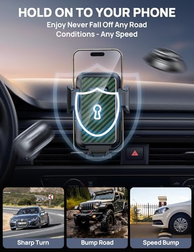 Ultimate Adjustable Windshield Phone Mount for Cars – Military-Grade Suction Cup Holder with Vent Hook, 360° Rotatable Design, Non-Slip Silicone Carbon Fiber for All Smartphone Models – Enhance Your Driving Safety & Hands-Free Convenience