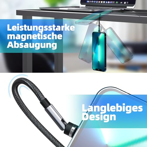 Revolutionize Your Charging with the 540° Magnetic Rotation Cable – 3 in 1 Fast Charger for i Phone, Micro USB & Type C – 4-Pack (3 ft, 3 ft, 6 ft, 10 ft) – Superior Data Transfer & Ultimate Compatibility for Effortless Power Anywhere