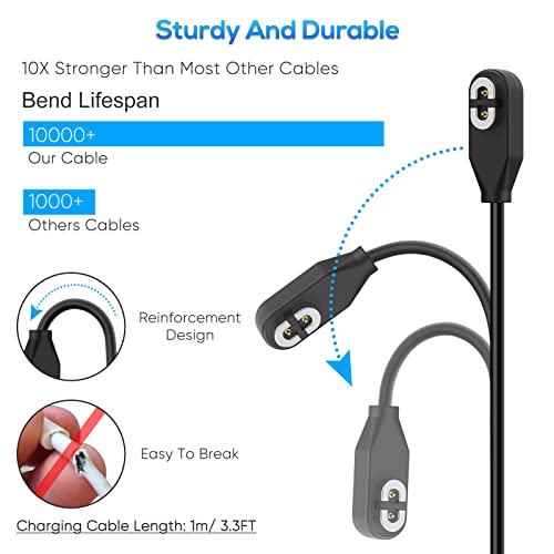 Premium 3.3 ft USB Magnetic Charging Cable for Shokz Bone Conduction Headphones – Enhanced USB-C Adapter Compatible with Openrun, Openrun Pro, Opencomm, Open Run Mini & Aftershokz Aeropex AS800 – Effortless Connectivity, Durable Design for Active Lifestyles, Quick Power Solution for On-the-Go Users