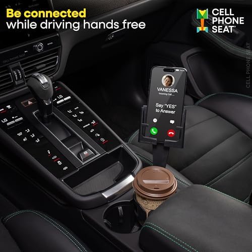 Universal Cup Holder Phone Mount for Cars & Trucks – Hands-Free Convenience, Fits All Phone Sizes & Cases, Made in USA, 2-Pack Black – Ideal for Navigation and Charging Access