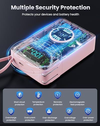 Versatile 4-in-1 Travel Charger with Integrated Wall Plug & USB-C Cables – 10800 m Ah Power Bank Featuring Magnetic Apple Watch Charging, QC4.0 & PD 25 W Fast Charging – Compact Solution for i Phone 16/15, Android Devices & More – Enhanced Portability & Smart Safety Features for On-the-Go Power