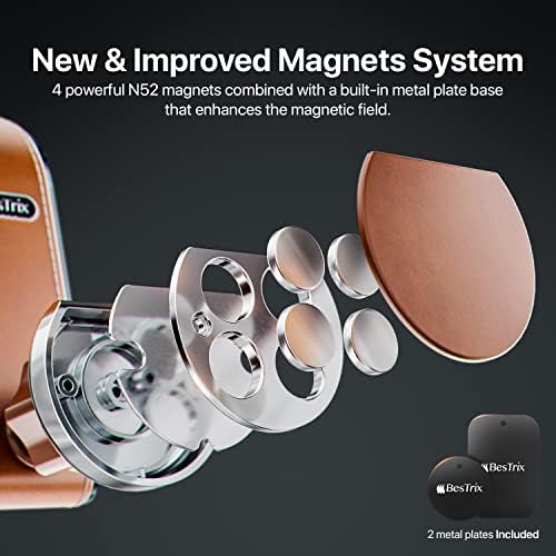 Bestrix Universal Magnetic Phone Holder for Cars – Advanced Suction & Secure Grip for All Smartphones up to 6.7″ – Effortless Installation in Seconds, Perfect for Safe Navigation & Hands-Free Use (Black)