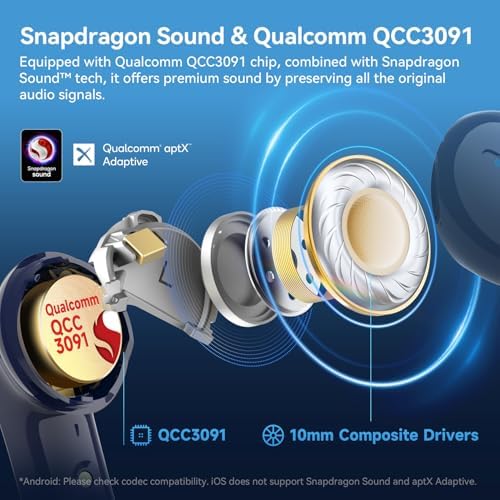 Unleash Superior Sound with Ear Fun Air Pro 4 Wireless Noise Cancelling Earbuds – Advanced Adaptive Hybrid Tech, Qualcomm Snapdragon Sound & apt X™ Lossless Audio for Exceptional Clarity – 52-Hour Playtime & Bluetooth 5.4 for Seamless Connectivity – Ideal for Music Lovers & Professional Calls