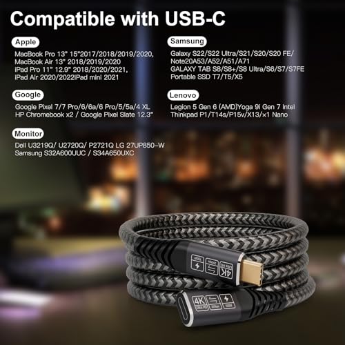 Enhance Your Tech Connectivity: Premium 3.3 Ft USB C 3.2 Extender for 20 Gbps Data Transfer & 100 W Fast Charging – Ideal for PSVR2, Mac Book, i Pad Pro, i Phone 15 & More – Durable Nylon Construction for Unmatched Flexibility & Performance – Essential Accessory for Gamers & Professionals