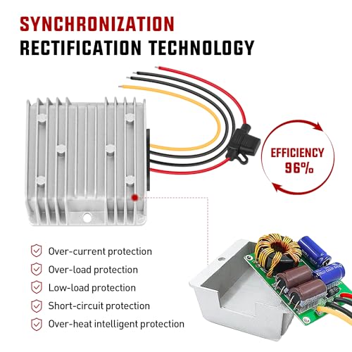Nilight 48 V to 12 V Waterproof DC Voltage Converter – High-Efficiency 240 W Regulator for Golf Carts & Electric Scooters – Reliable Step-Down Power Supply with Overcurrent Protection and Easy Installation for Enhanced Energy Performance