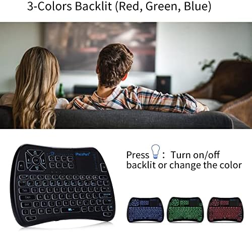Experience Unmatched Control with the i Pazz Port Bluetooth Mini Keyboard – Backlit Touchpad Mouse & IR Learning Remote for Smart TV, Tablets & Fire Stick – Dual 2.4 GHz & Bluetooth Wireless Connectivity for Ultimate Versatility and Seamless Navigation