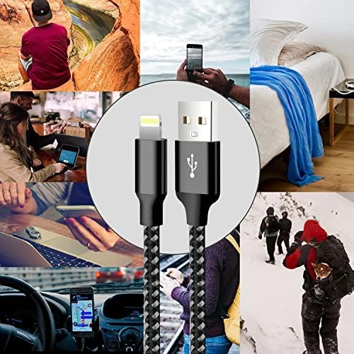 Premium 5-Pack i Phone Charger Set: MFi Certified Nylon Braided Fast Charging Cables (3 FT, 6 FT, 10 FT) for i Phone 14/13/12/11/X/Max/8/7/6/5/SE/i Pad – Unmatched Durability & Versatile Lengths for Every Lifestyle