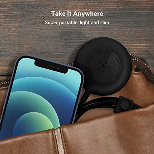 Belkin 7.5 W Magnetic Portable Wireless Charger Pad – Effortless Mag Safe Compatibility for i Phone Models 14, 13, 12, 11, XS Max, X, 8, 7, 6 s, 6, Plus – Fast Charging with 6.6 ft Long Cable for Ultimate Convenience – Sleek, Durable Design for Home, Office, and Travel Use – Enhance Your Charging Efficiency with Magnetic Alignment Technology