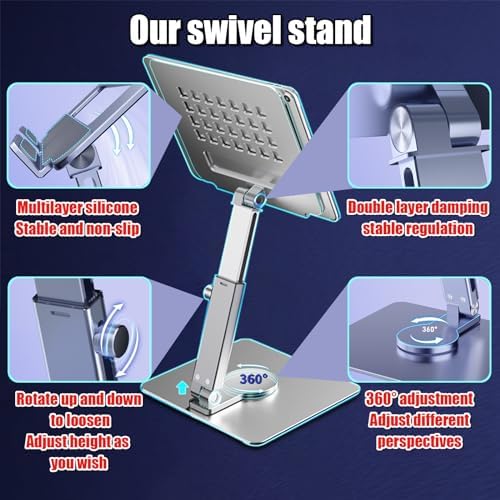 Revolutionize Your Workspace with the 360° Rotating Aluminum Tablet Stand Holder – Adjustable, Foldable Desk Accessory for 4.7″-13.5″ Devices, Perfect for Enhanced Productivity and Comfort