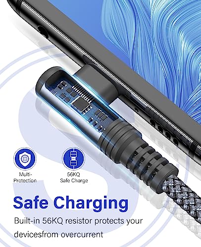 Sweguard 6.6 ft Fast Charging USB to Type C Cable – 2-Pack with 90-Degree Angled Connectors for Enhanced Comfort and Durability – Ideal for i Phone 16, Samsung Galaxy S Series, and Universal Compatibility – Perfect for Home, Office, and Travel Use