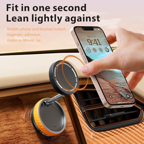 Eastcoo Vacuum Suction Magnetic Phone Holder with 360 Degree Rotation, Handsfree Magnetic Phone Holder Mount for Car/Smooth Surface,Foldable and Retractable Phone Holder for All Phones,White – Enhanced Compatibility and Speed