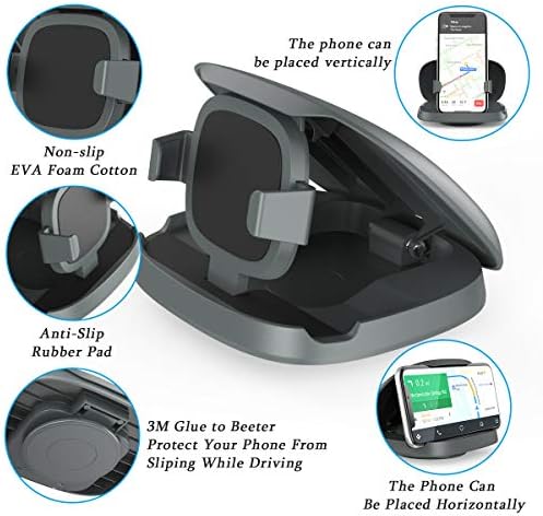 Revolutionary 360° Rotating Car Phone Holder for Ultimate Hands-Free Navigation – Versatile Dashboard Mount Compatible with i Phone, Samsung Galaxy & Android Devices – Sleek Design for Vertical & Horizontal Viewing – Enhanced Stability & Universal Fit for All Smartphone Sizes