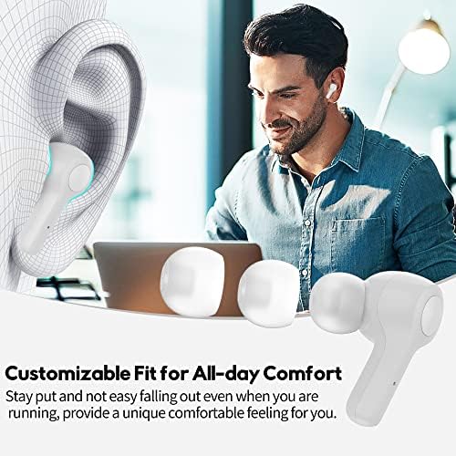 Elevate Your Sound with MOZOTER Bluetooth 5.3 Wireless Earbuds – Deep Bass & Crystal Clear Calls, 4-Microphone Noise Cancelling Technology, Lightweight Design for Ultimate Comfort, Wireless Charging Case – Perfect for i Phone and Android Users, Ideal for Workouts and Daily Adventures