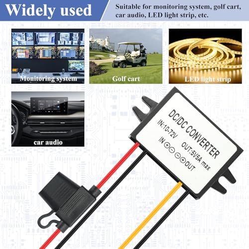 Premium Waterproof DC/DC Buck Converter: Efficiently Convert 10-72 V to Stable 5 V with 5 A Output – Ideal for Automotive, Marine, and LED Lighting Applications Unleash the full potential of your power supply systems with our Premium Waterproof DC/DC Buck Converter, engineered for unmatched reliability and versatility. This advanced voltage transformer seamlessly alters input voltages from 10-72 V to a steady 5 V output at 5 A, making it the perfect solution for a variety of environments including automotive, marine, and LED lighting setups. Featuring a robust waterproof design, the converter guarantees optimal performance in even the most challenging conditions, ensuring your devices remain powered without interruption. With a built-in fuse for added safety, this compact module not only fits into tight spaces but also safeguards against overloads. Transform your power management strategy with this high-quality, lightweight converter that combines durability with user-friendly installation. Elevate your projects today and experience reliable energy solutions tailored to meet your diverse power needs.
