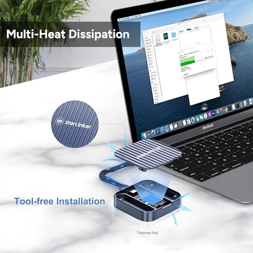 Ultra-Fast M.2 NVME & SATA SSD Enclosure – 10 Gbps USB 3.2 Gen2 USB-C Connector for High-Speed Data Transfer, Compatible with M Key & B+M Key SSDs (2280/2230/2242/2260) – Portable, Plug-and-Play Design for Effortless File Management and Enhanced Performance