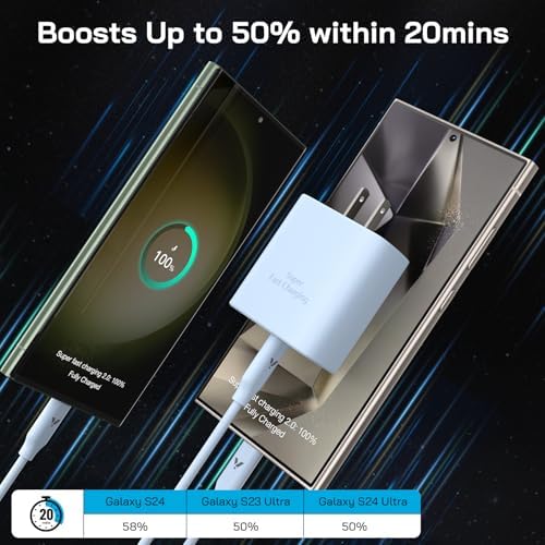 45 W Ultra-Fast USB-C Charger & 12 FT Cable for Samsung Galaxy Devices – Premium Charging Block for S25, S24, S23, and Tab S9/S8 Ultra – Enhanced Speed, Safety, and Portability for Ultimate Device Efficiency