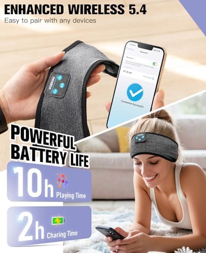 Voerou Bluetooth 5.4 Sports Headband Sleep Headphones – Ultimate Comfort Wireless Earbuds for Yoga, Meditation, and Running – Premium Audio Quality with Fast Connectivity for Active Lifestyles and Relaxation