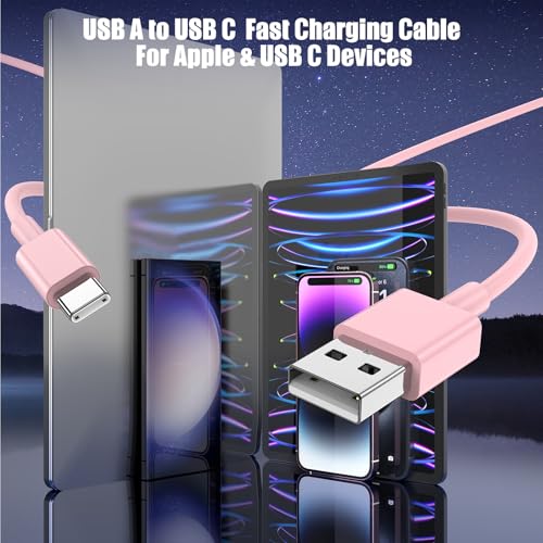 6 FT USB A to USB C Carplay Charging Cable – 3-Pack for i Phone 15/16, i Pad Pro/Air/Mini, Samsung Galaxy S25/S24/S23, and Mac Book – Fast Charging & High-Speed Data Transfer for Enhanced Compatibility on the Go