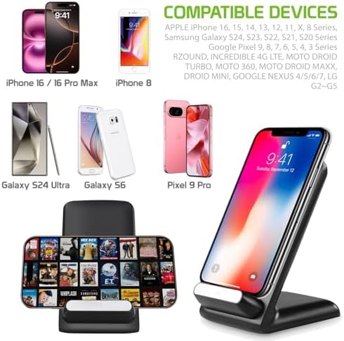 Ultra-Slim Wireless Charging Stand with Fast Charging Capability – Cellet’s Stylish Qi-Compatible Phone Holder for Seamless Home and Office Use, Effortlessly Portable Design for Convenient Charging and Hands-Free Viewing