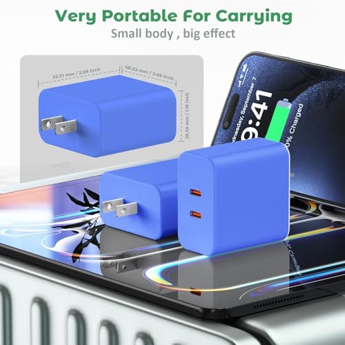 40 W Dual-Port USB-C Fast Charger for i Phone 15/16/14/13/12/11 Pro Max & Samsung – High-Speed Compact Charging Block with Power Delivery & Quick Charge for Home and Travel Efficiency