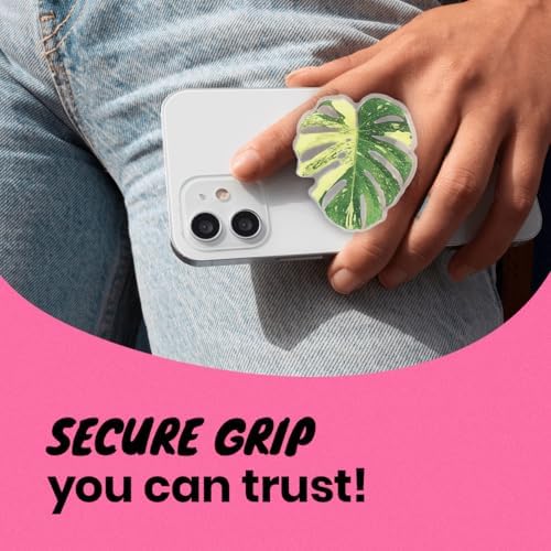 Tropical Leaf Mag Safe-Compatible Collapsible Phone Grip Stand – Chic Acrylic Smartphone Accessory for Optimal Stability and Comfort, Ideal for Hands-Free Viewing and On-the-Go Convenience (Crystallinum Dark)