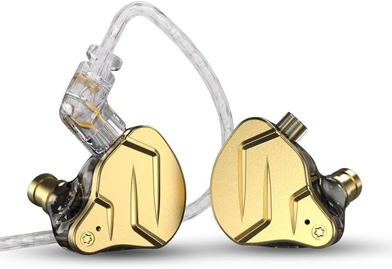Elevate Your Audio Experience with KZ ZSN Pro X Wired Earbuds – Premium Hybrid IEMs Featuring 1 BA & 1 DD for Rich Bass and Crystal Clear Sound, Ergonomic Comfort for All-Day Wear, Detachable Cable for Personalization, Perfect for Musicians and Audiophiles, Stylish Gold Finish Enhancing Device Compatibility