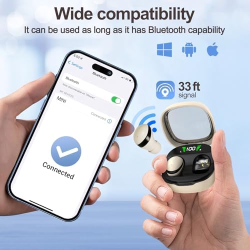 Ultra-Comfort Invisible Bluetooth Sleep Earbuds for Side Sleepers | Mini Wireless Headphones with Waterproof Design | Perfect for Clear Calls, Sports, and Ultimate Relaxation | Lightweight White Earphones for Work and On-the-Go Productivity