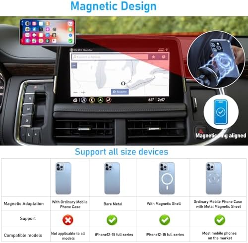Magnetic Phone Holder Mount for Mazda CX5 (2021-2024) – 360° Rotating Anti-Shake Cradle with Built-in Organizer for 10.25″ Touchscreen – Sleek Black Design for Optimal Accessibility and Safety