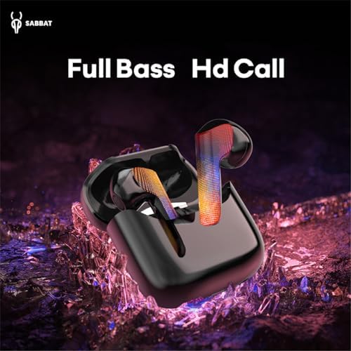 Sabbat M200 Bluetooth 5.3 Wireless Earbuds – Immersive Heavy Bass with Noise Cancellation, High-Fidelity Sound for Audiophiles – Ergonomic Fit, Quick Charge, Long-Lasting Battery, Universal Device Compatibility for All Music Lovers