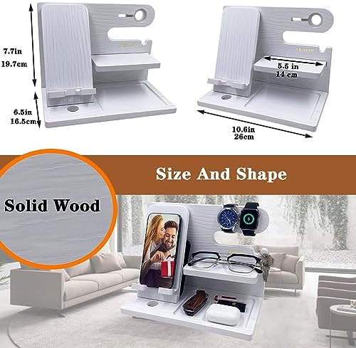 Gifts for Dad Men Mom Women from Daughter Son Birthday Gifts Nightstand Organizer Mens Wood Phone Docking Station (Black) – Enhanced Compatibility and Speed