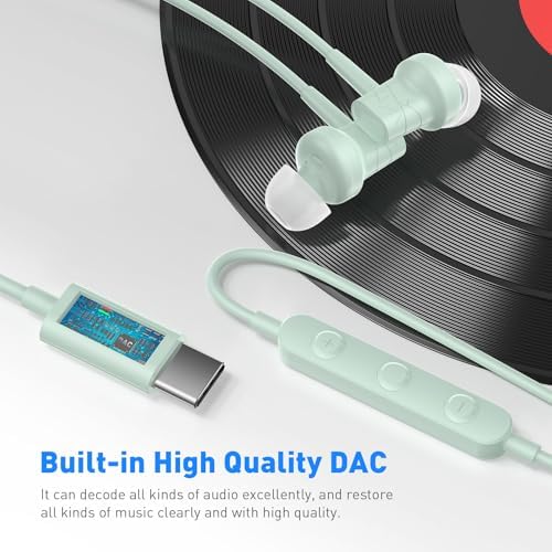 High-Fidelity USB C Earbuds with In-Line Microphone – Ergonomically Designed Noise-Isolating Headphones for i Phone 16/15, Samsung Galaxy S25/S24/S23/S22, Pixel 8/7, One Plus – Superior Comfort, Seamless Audio Control, and Enhanced Compatibility for Music and Calls