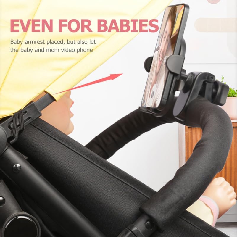 Premium Wear-Resistant Stroller and Bike Phone Mount – Versatile Trolley Holder for Secure Device Accessibility and Optimal Viewing in Sleek Black – Perfect for Active Lifestyles and Effortless Hands-Free Navigation