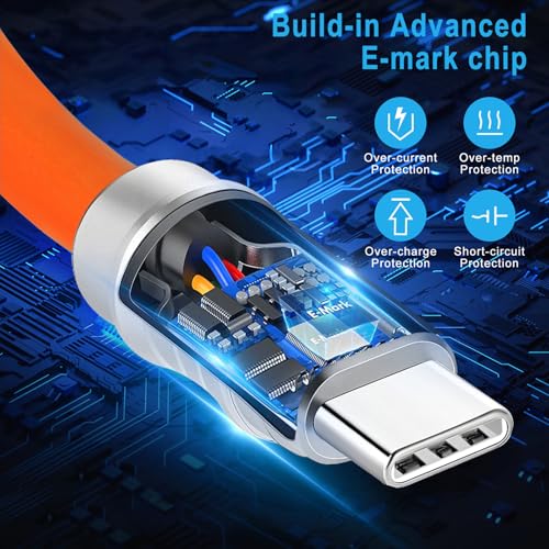 USB C to USB C Silicone Cable 2Pack 10FT, Ultra Flexible & Soft USB Type C 100W Fast Charging Cable, Geek Industrial PD Data Transfer Cable for Phones,Tablet,Laptops(Yellow) – Enhanced Compatibility and Speed