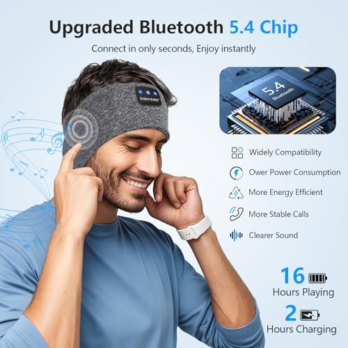Transform Your Rest with Premium Bluetooth 5.4 Sleep Headphones – Lightweight Headband Design with HD Stereo Sound for Yoga, Jogging, and Travel – Ultimate Comfort and Insomnia Relief Gift in Stylish Gray – Seamless Connectivity and Versatile Use for Active Lifestyles