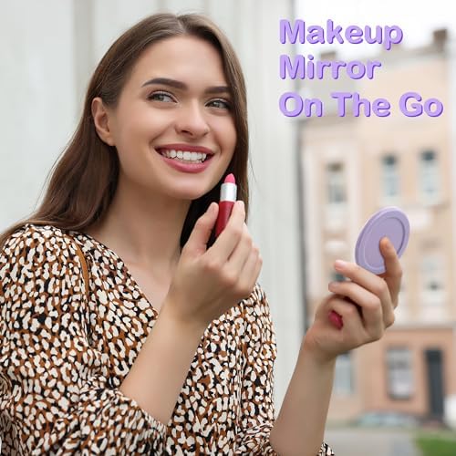 Metisinno Chic Cream White Magnetic Base Makeup Mirror – Effortless Touch-Ups for On-the-Go Glamour, Compatible with Pop Socket & i Phone Mag Safe, Lightweight & Durable Portable Beauty Essential with High-Quality Reflective Surface for Flawless Application