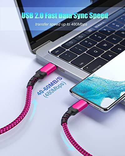 10 ft USB C to USB C Charging Cable – Fast 60 W Power Delivery Braided Cord for Galaxy S23 Ultra, i Phone 15/16, i Pad Pro, Mac Book – Durable, Tangle-Free Design in Purple, Green, Blue, Pink for Maximum Flexibility and Style