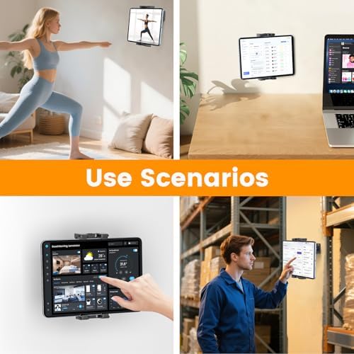 Transform Your Viewing Experience with the OHLPRO Universal Tablet Wall Mount Holder – Adjustable 360° Rotation for 4.7-13 Inch Devices, Perfect for i Pad, i Phone, Kindle Fire HD, Galaxy Tab, and Nintendo Switch – Sturdy Drilled Mounting for Maximum Stability and Enhanced Hands-Free Functionality