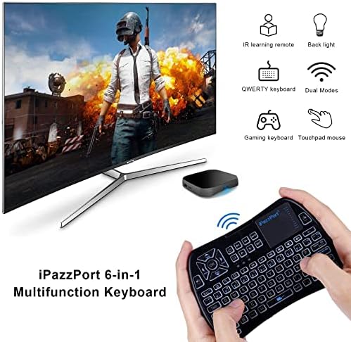 Experience Unmatched Control with the i Pazz Port Bluetooth Mini Keyboard – Backlit Touchpad Mouse & IR Learning Remote for Smart TV, Tablets & Fire Stick – Dual 2.4 GHz & Bluetooth Wireless Connectivity for Ultimate Versatility and Seamless Navigation