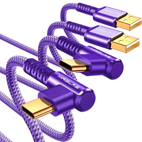 MRGLAS 3.2 A USB-C Charger Cable Pack – Versatile 4-Pack with Right Angle Design (10 FT, 6.6 FT, 3.3 FT, 1.6 FT) for Fast Charging i Phone 16/15, Samsung S10/S9, LG Smartphones – Durable Braided USB A to Type C Cords for Enhanced Performance and Compatibility