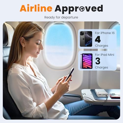 Lightning-Fast 22.5 W Portable Power Bank – 20,000 m Ah Aerospace Metal Charger with Detachable USB-C Cable & TSA Compliance – Ideal Travel Companion for i Phone 16, Samsung S24, and More – Superior Durability & Rapid Charging with 3-Year Guarantee