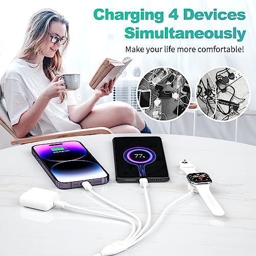 Versatile 4-in-2 Multi Charging Cable for Apple Watch & i Phone – 6 FT Travel-Friendly Charger with i OS, Type C, and Micro USB Ports for Enhanced Compatibility with Galaxy Android Devices – Ultimate Convenience for Tech-Savvy Users